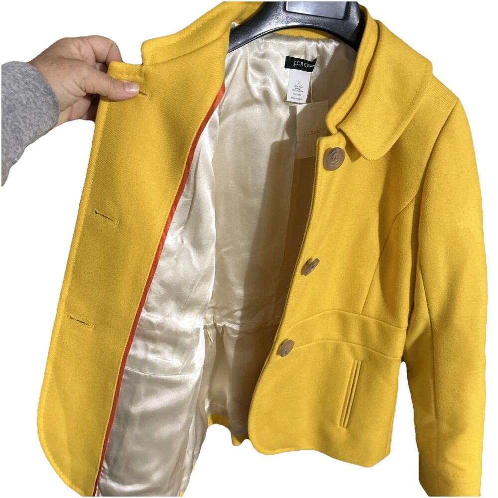 J. Crew Double-Serge Wool Jacket in yellow from their holiday 2008 Sz 2 - Picture 4 of 4